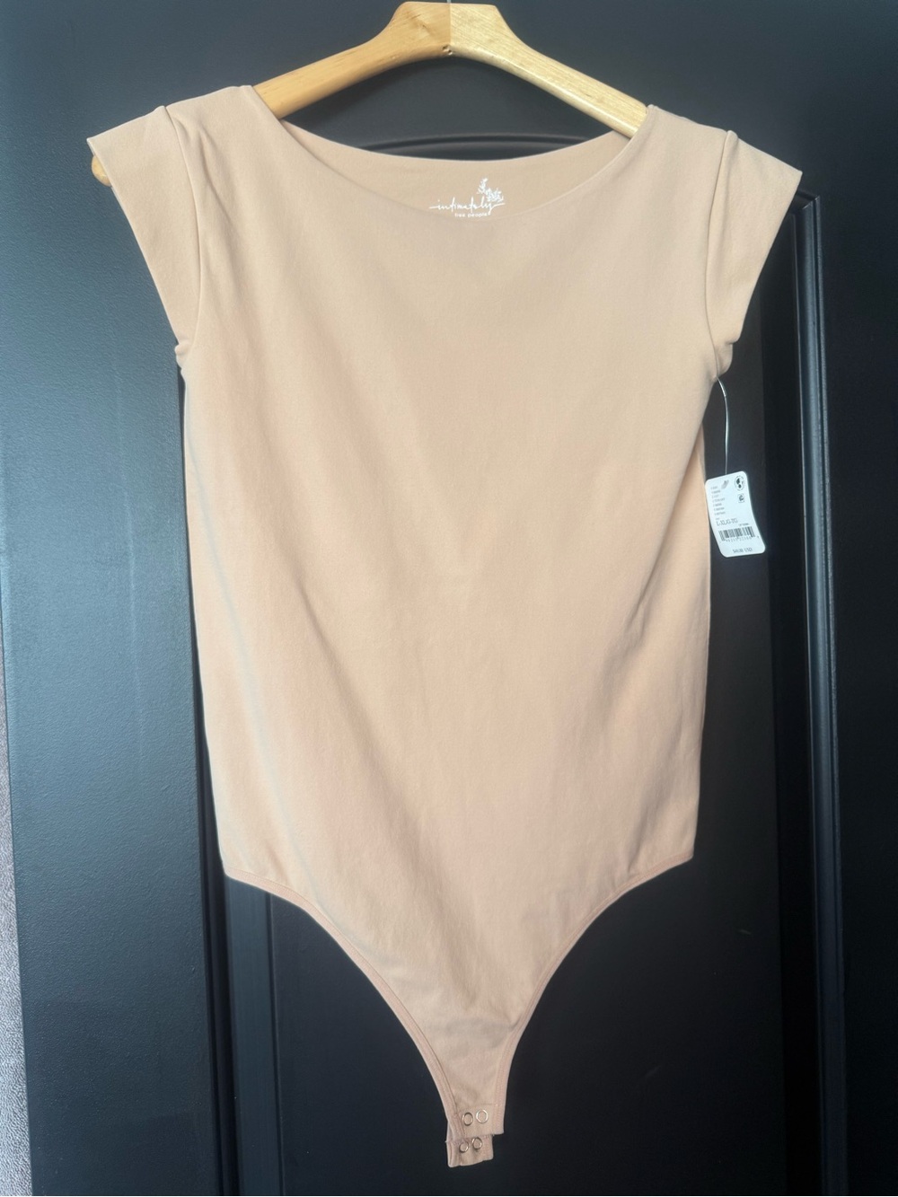 Free People Short Sleeve Bodysuit in Blush Nude